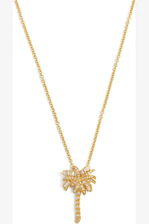 Anita Small Yellow and Diamond Palm Tree Pendant Necklace