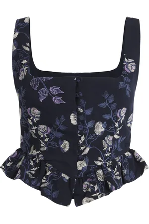 Agua by Agua Bendita Floral-Embroidered Crop Top