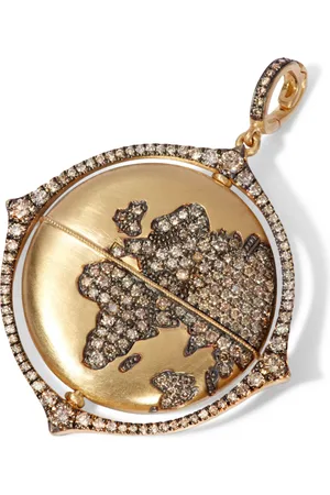 ANNOUSHKA Yellow and Diamond Mythology Spinning Globe Amulet