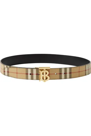 Burberry Leather and Check Reversible Tb Belt