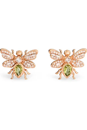 BEE GODDESS Diamond and Peridot Honey Bee Earrings