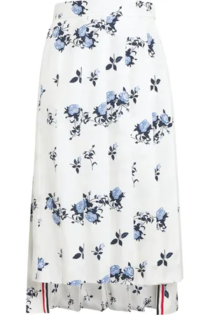 Thom Browne Silk Pleated Midi Skirt