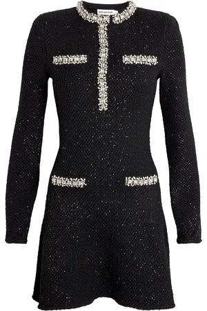 Self-Portrait Knitted Crystal-Embellished Mini Dress