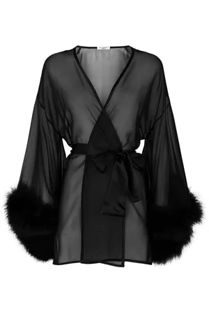 Gilda & Pearl Marabou Trim Kimono Robe