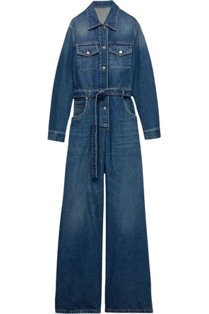 Prada Denim Belted Jumpsuit