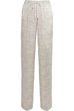 Kiton Silk Printed Straight-Leg Trousers