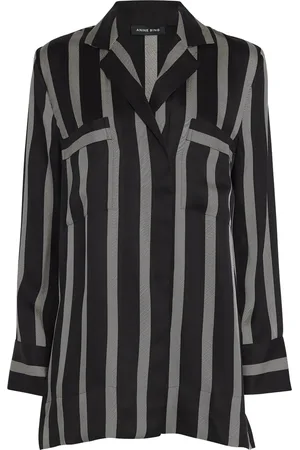 ANINE BING Silk-Blend Striped Lynette Shirt