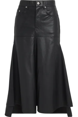 Victoria Beckham Leather Panelled Midi Skirt