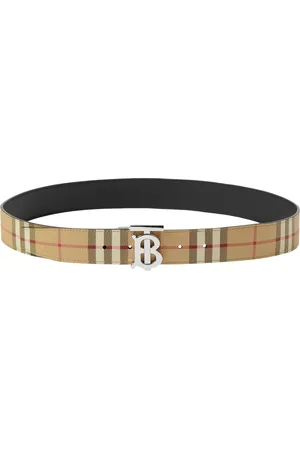 Burberry Leather and Check Reversible Tb Belt