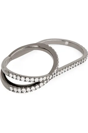 Eva Fehren Blackened White Gold and Diamond Double Finger Orbit Ring