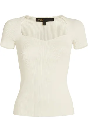 Maje Short-Sleeve Ribbed Top