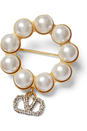 VALENTINO GARAVANI VLogo Signature Pearl Brooch