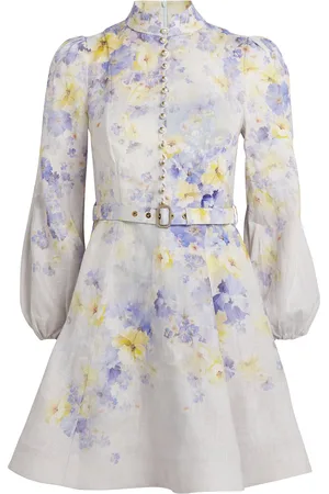 ZIMMERMANN Linen Floral Crush Mini Dress