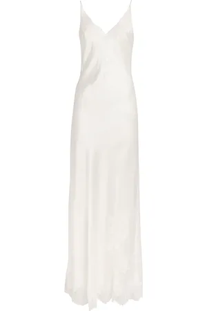 CARINE GILSON Silk Lace-Detail Long Slip Dress