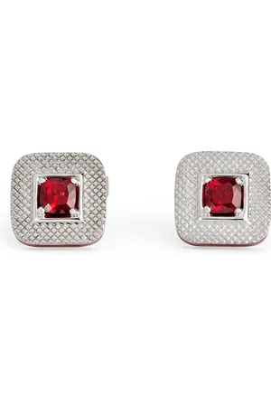 Tateossian Sterling and Red Garnet Refratto Cufflinks
