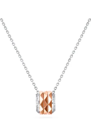 GRAFF Rose Gold, White Gold and Diamond Lg Signature Pendant Necklace