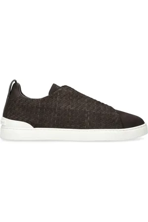 Ermenegildo Zegna Leather Woven Triple Stitch Sneakers
