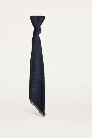 Tory Burch Silk-Wool Monogram Jacquard Scarf