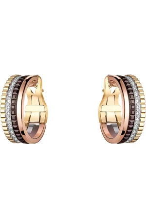 Boucheron Mixed Gold and Diamond Quatre Classique Hoop Earrings