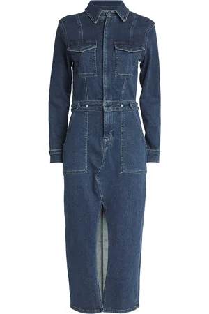 GOOD AMERICAN Denim Fit For Success Midi Dress