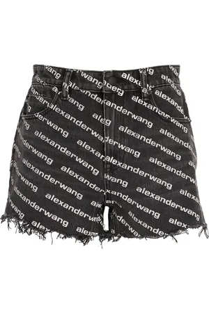 Alexander Wang Logo Print Denim Shorts