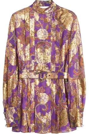 VALENTINO GARAVANI Silk-Blend Floral-Jacquard Blouse