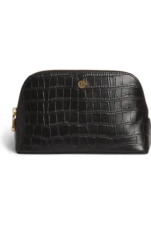 HARRODS Small Croc-Embossed Leather Cosmetics Bag