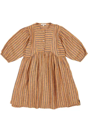 Caramel Linen Striped Yarrow Dress