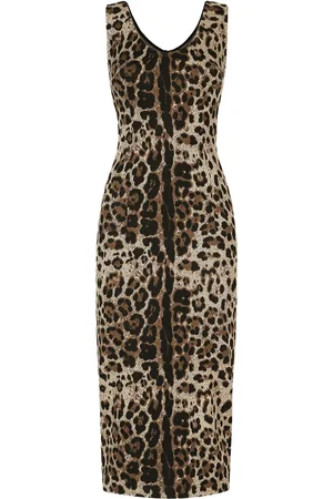 Dolce & Gabbana Leopard Print Midi Dress