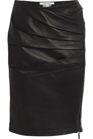 Nensi Dojaka Leather Draped Midi Skirt