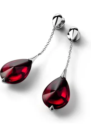 Baccarat Sterling Silver Fleurs de Psydelic Iridescent Red Stem Earrings