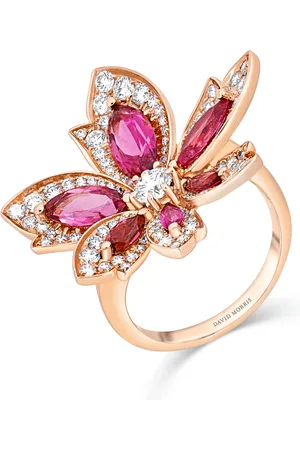 David Morris Rose Gold, Diamond and Rubellite Palm Ring