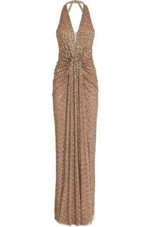 Jenny Packham Embellished Gathered Lena Gown