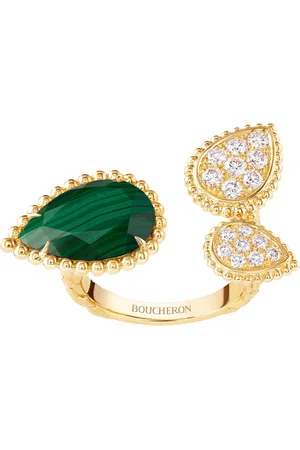Boucheron Yellow Gold, Malachite and Diamond Serpent Bohème Ring