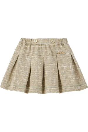 Miki House Cotton-Blend Pleated Skirt