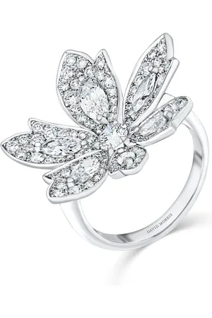 David Morris White Gold and Diamond Palm Flower Ring