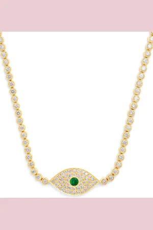Anita Yellow , Diamond and Emerald Evil Eye Choker Necklace