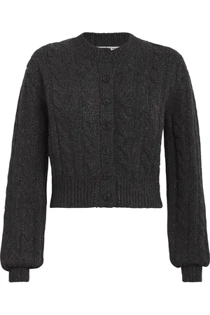 Alexander Wang Wool-Blend Rhinestone Cable-Knit Cardigan