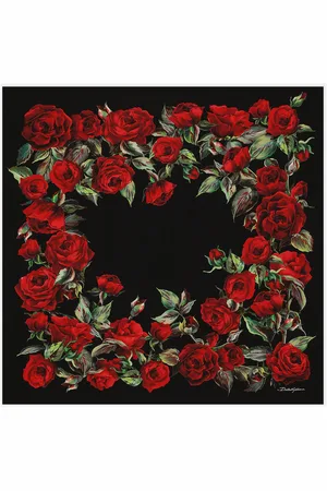 Dolce & Gabbana Silk Rose Print Scarf
