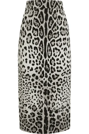 Dolce & Gabbana Silk-Blend Leopard Print Midi Pencil Skirt