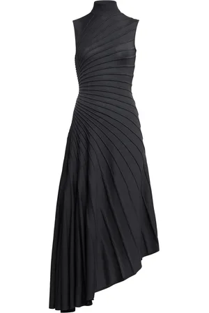 Alaïa Wool Asymmetric Ray Midi Dress