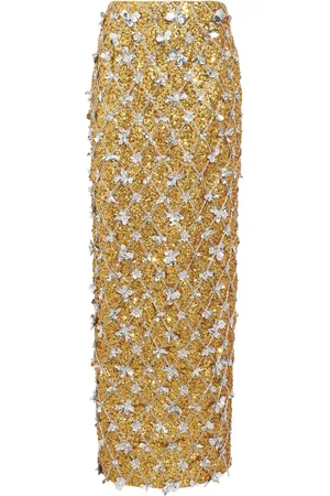 Carolina Herrera Embroidered Column Midi Skirt