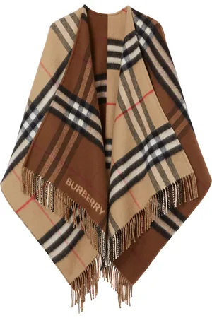 Burberry Wool-Cashmere Contrast-Check Cape