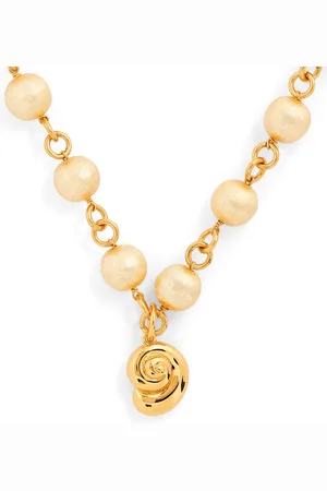 Timeless Pearly Beaded Seashell-Charm Necklace
