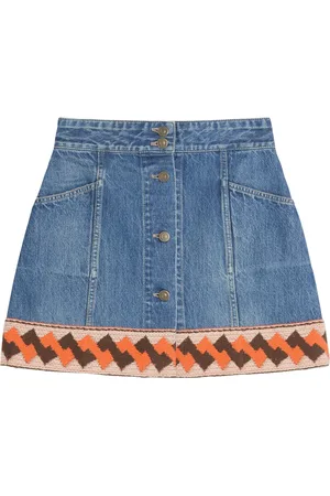 VALENTINO GARAVANI Embroidered Mini Denim Skirt