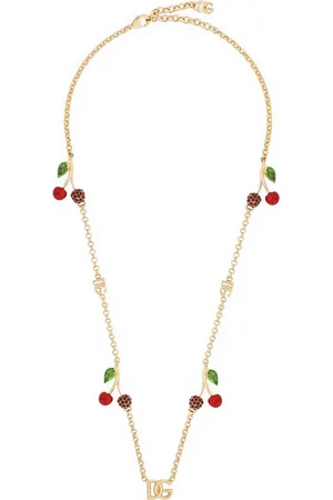 Dolce & Gabbana Embellished Cherry Logo Necklace