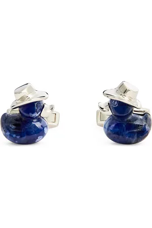 Tateossian Rhodium-Plated Sodalite Duck Cufflinks