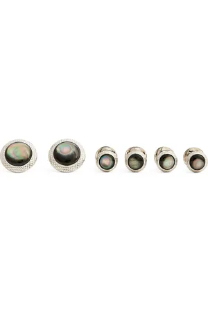 Tateossian Palladium-Plated Bullseye Cufflinks and Studs Set