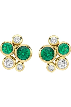 Boodles Yellow , Diamond and Emerald Raindance Stud Earrings