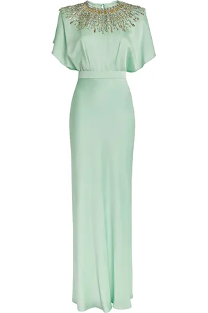 Jenny Packham Satin Embellished Palladium Gown